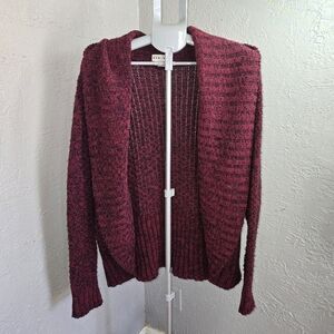 Ava & Viv Women’s Chunky Burgundy And Black Open Cardigan 3X Soft Cozy Fall